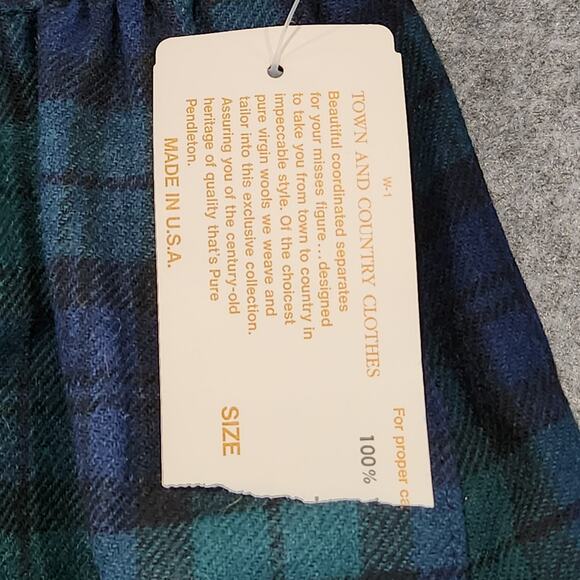 VTG Pendleton Womens 12 Pleated Midi Skirt Black Watch Tartan Plaid Virgin Wool - Picture 5 of 16